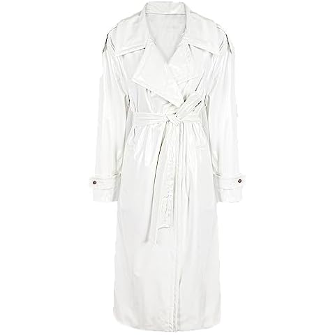 HEYDHSDC Shiny Reflective Patent Leather Trench Coat Cover