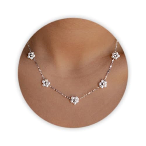 Image of SmileBelle Pearl Necklaces for Women, 18K Gold Choker