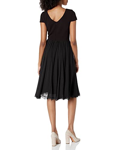 Dress-the-Population-Womens-Corey-Plunging-Mix-Media-Cap-Sleeve-A-line-Midi-Dress