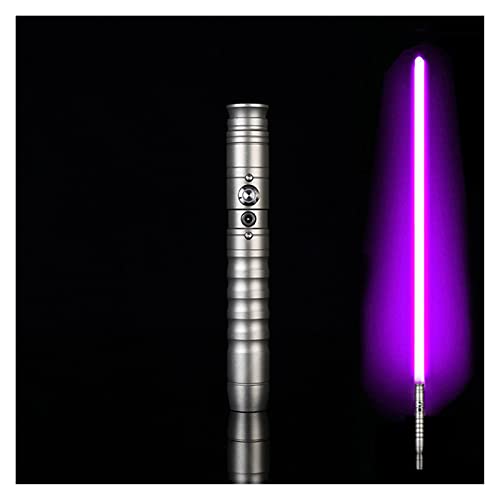 LSXLSD Sabre Laser 85cm Éclairage Durable Duel Serrure Sonore Poignée en Métal 6 Couleurs Lumière en Option Qingyun (Color : Silvery-Purple Light)