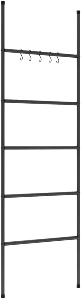 vidaXL Towel Rack Ladder with 5 Tiers Black 22.8x68.9 Iron