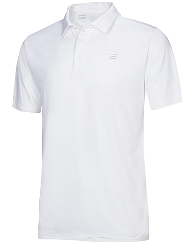 Image of Three Sixty Six Golf Shirts for Men - Dry Fit Short-Sleeve Polo, Athletic Casual Collared T-Shirt, White Out, Medium