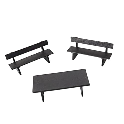 Generic ドールハウス ミニチュア ベンチ キャンプ テーブル チェア デスク 家具 アクセサリー フェアリーガーデン マイクロランドスケープ シーン 装飾 クラフト リアル 模型 DIY に適用, 机と椅子