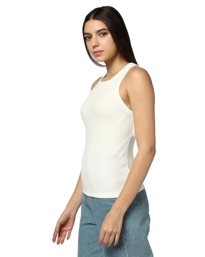 Image of Gap Women Slim Fit Sleeveless Round Neck Blouse