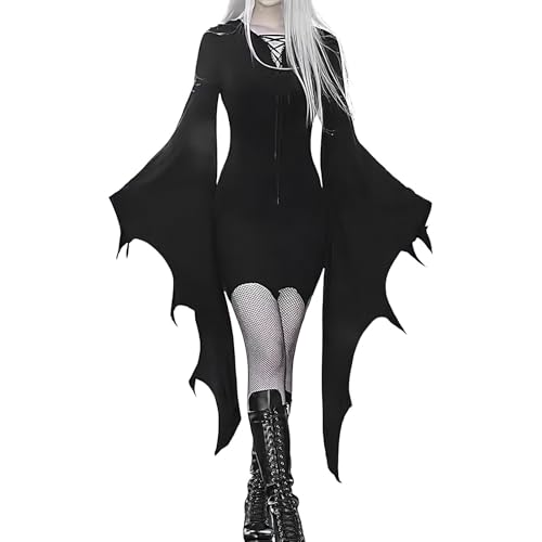 Vestidos de alas de murciélago para mujer, vestido de Halloween con mangas de murciélago, vestido vintage de Halloween con mangas de murciélago, vestido gótico de Halloween para mujer, disfraz vintage