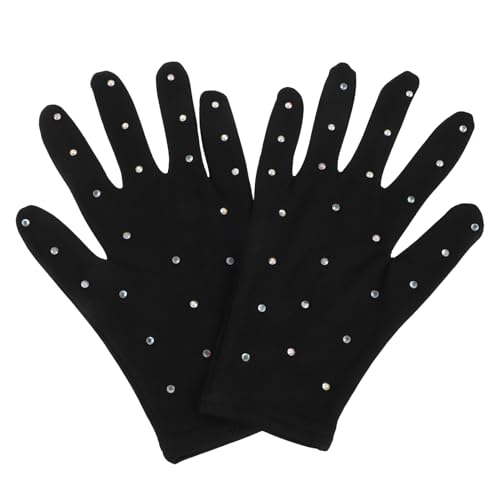 Guantes de patinaje artístico elásticos WOONEKY con decoración de gemas de imitación