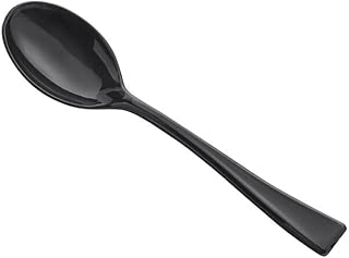 Glownary Black Plastic Tasting Spoons, 4 Inch, Heavy Weight Polystyrene, Mini Style, BPA Free, 500 per Case