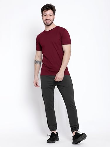 Image of BEYOUNG Cotton Regular Fit Plain T-Shirt for Men | Flexible Round Neck | Casual T-Shirt | Solid T-Shirt | Half-Sleeves | Stylish T-Shirt