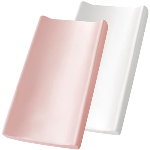SiinvdaBZX 2 Pack Changing Pad Cover for Baby Girls Boys Satin Silky Soft Changing Table Covers 32x16+5 Diaper Changing Pad Sheets Pink & White