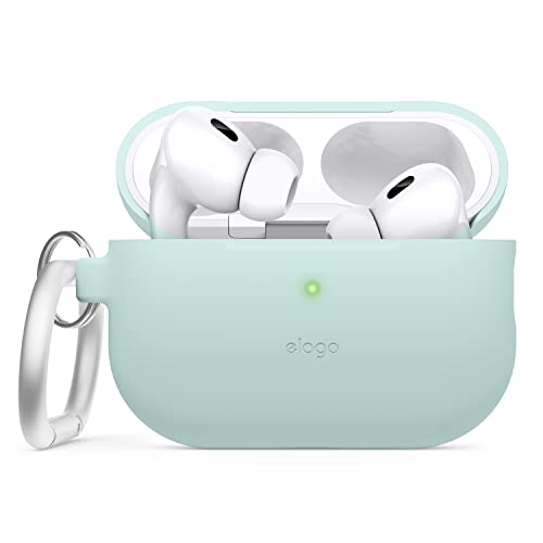 elago Silicone Case Compatible with Apple AirPods Pro 2nd Generation Case Protective Case with Keychain, Front LED Visible