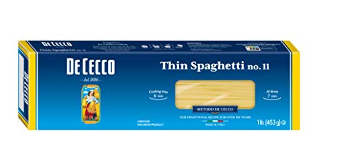 De Cecco Semolina Pasta, Thin Spaghetti No.11, 1 Pound (Pack of 5)