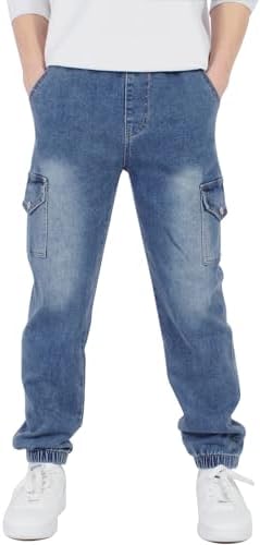CAMLAKEE Kids Boys Elasticated Waist Slim Fit Cargo Joggers