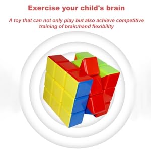 Speed Cube 3x3 Stickerless Smooth Turning Puzzle Box 56MM/2.2inch Educational Magic Cubes for Beginners Keeping Kids Busy Fidget Toy for Adults Colorful Design Gift Exercise Hand-Eye Coordination image 8