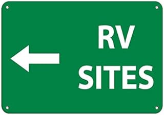 Warning Tin Sign RV Site Direction: RV Sites Funny Decoration Home Road Street Garage Alley Station Lane Park Wall Vintage Decor 12 X 8 Inch