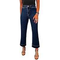 SHEWIN Wide Leg Jeans for Women Trendy 2025 High Waisted Flare Jeans Straight Leg Ankle Denim Pants with Pockets Navy Blue Size 14