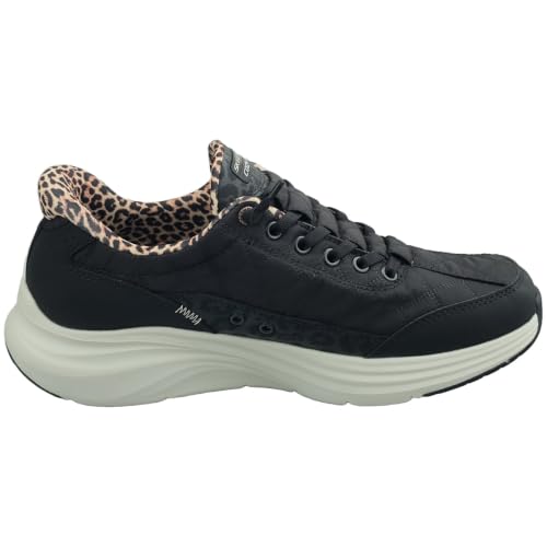 Skechers Femme Contour Foam Leopard Dream Slip-in ENTRAINEUSE, Black Mesh Duraleather Leather Leopard Trim, 37 EU