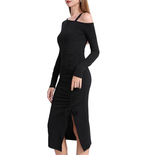 Descubre la mejor manicura y pedicura de LugoPulsa aqui 👈🏼 y pide cita Vestidos-de-Manga-Larga-Mujer-Sexy-Un-Hombro-Vestido-Ajustado-Elegante-Bodycon-Mini-Vestido-de-Color-Solido-Dobladillo-Asimetrico-Dress-Club-de-Fiesta-Noche