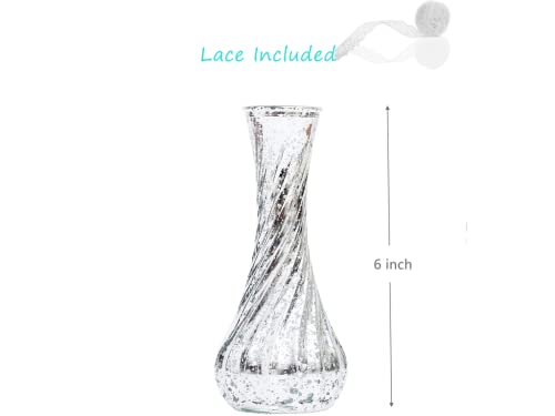 Set Of 12 Mercury Silver Glass Vase Set, Bud Vases In Bulk For Floral Arrangements, Events, Home Decor Weddings, Table Centerpiece #TOP1