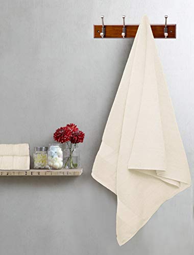 GLAMBURG Ultra Soft 8-Piece Towel Set - 100% Pure Ringspun Cotton, Contains 2 Oversized Bath Towels 27x54, 2 Hand Towels 16x28, 4 Wash Cloths 13x13 - Ideal for Everyday use, Hotel & Spa - Ivory Cream