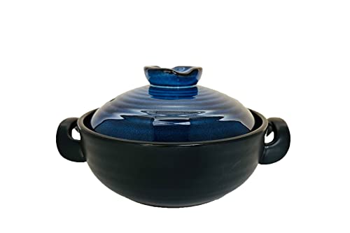 Lake Tian Ceramic Donabe Stew Pot 1.5L Blue