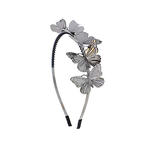 Metal Standing Butterflies Pretty Headband For Girls - Silver