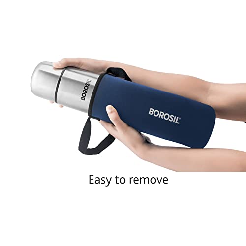 Image of Borosil Hydra Bolt - Vacuum Insulated Flask Water Bottle, 1L & Borosil Hydra Thermo Vacuum Insulated Flask Water Bottle, Blue, 1000 ml