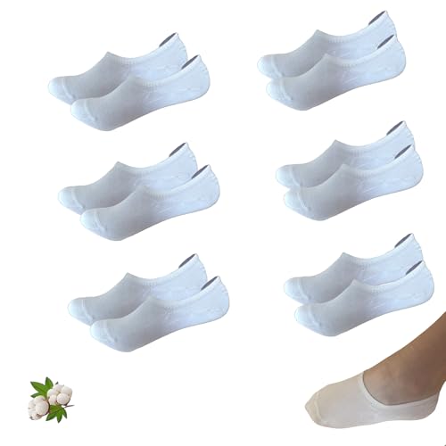 Pack 6 pares Pinkies Calcetines Invisibles para Niño y Niña, Algodón Transpirable, Color Blanco- calcetines transpirables de algodon para niños (FR/ES, Números, 20, 25, Regular, BLANCO)