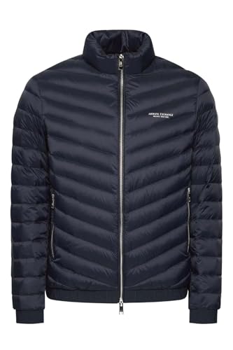 Armani Exchange Doudoune Matelassée avec Logo Milano/New York Homme Manteau alternatif long, Marineblau/Grau meliert, M