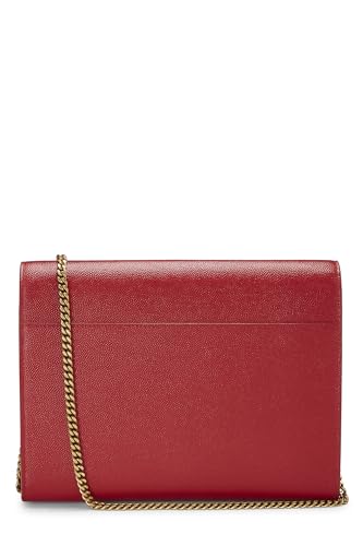 Pre-Loved Red Grainy Leather Cassandra Wallet On Chain (WOC), Red4
