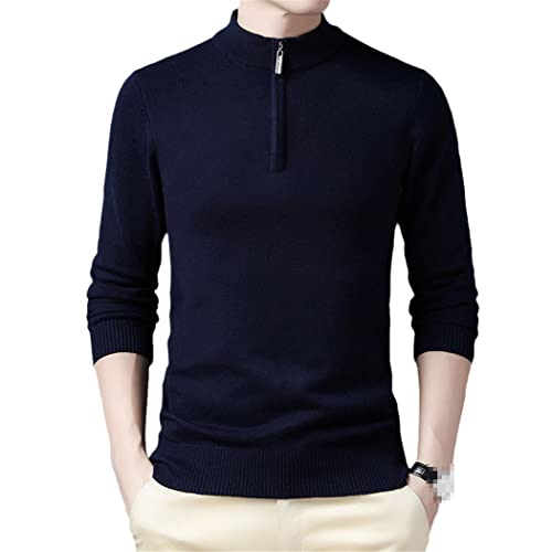 Pull décontracté à demi-fermeture éclair Haitpant pour homme bleu marine en taille XXXL