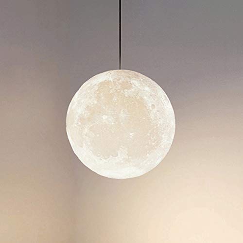 TATANE 3D Drucken Mond Pendelleuchten 3 Farben Lichter 120CM Kabel Einstellbar Kreativ Universum Planet Decke LED Hängend Beleuchtung Lampe zum Schlafzimmer Bett Esszimmer Balkon Wohnzimmer,40CM Cover