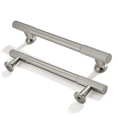 ZAUYX 2-Pack 5 Inch Hole Center Brushed Satin Nickel Cabinet Pulls Solid Heavy Duty Cabinet Pull is Suitable for Drawers Dressers Handles Kitchens Bathroom cabinets