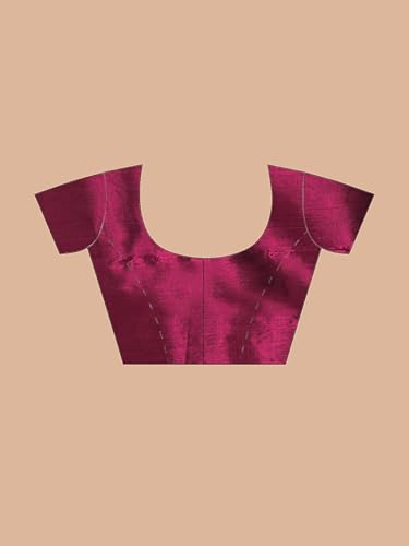 Image of Women's Tissue Cotton Saree | Plain Lightweight Tassel Pallu Saree with Blouse
