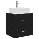HETFTJN Lavabo da parete con lavandino, mobile sottolavabo con 2 cassetti, set di mobili da bagno moderno, rovere nero, 49,5 x 41 x 62,5 cm, per WC e bagno degli ospiti