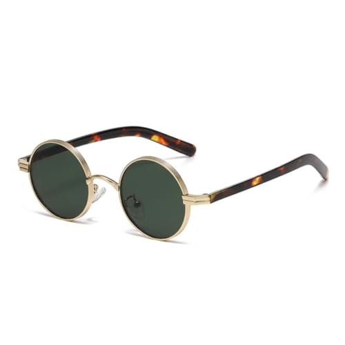 Lunettes de soleil rétro rondes en métal doré de qualité supérieure style punk