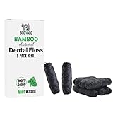 BOONBOO Dental Floss Refill, Charcoal Woven Thread, 8 Pieces, Mint