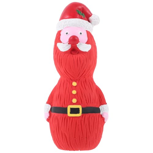 Housoutil Christmas Latex Dog Toy Squeaky Interactive Chew Toy for Puppies Cute Santa Design for Holiday Fun and Training Safe Latex Material for Dogs
