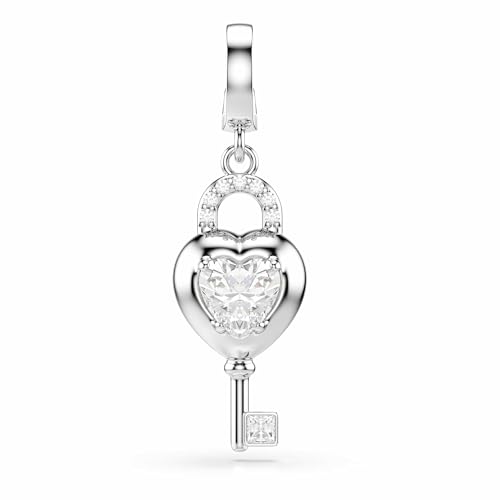 Swarovski Idyllia Charm, Verschiedene Schliffe, Herz mit Schlüssel, Weiß, Rhodiniert