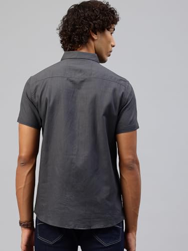 Image of Majestic Man Men Slim Fit Pure Cotton Solid Half Sleeve Casual Shirt