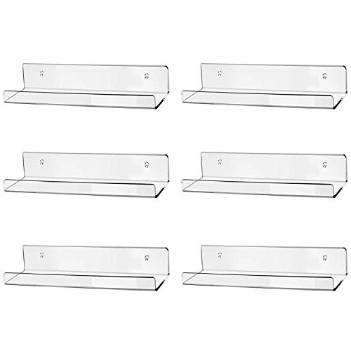 hblife 15" Clear Acrylic Floating Wall Ledge Shelf, Wall Mounted Nursery Kids Bookshelf