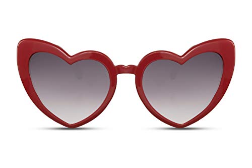 Cheapass Sunglasses Lunettes de Soleil En forme de cœur Lunettes mode à monture rouge Protection UV400 Femmes Cover