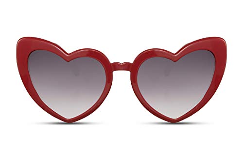 Cheapass Gafas de Sol Heart Shaped Fashion Shades Montura Rojo protección UV400 Mujer