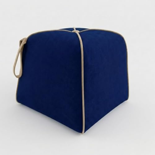 Image of CASASTYLE Signature Velure Suri Accent Pouf | Boston Fabric | 40D High-Density Foam | (Midnight Blue) | Footrest, Vanity Ottoman & Accent Seat for Home, Office, & Hotel
