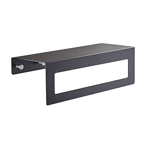 Toallero sin perforación con estante de aluminio negro resistente 2