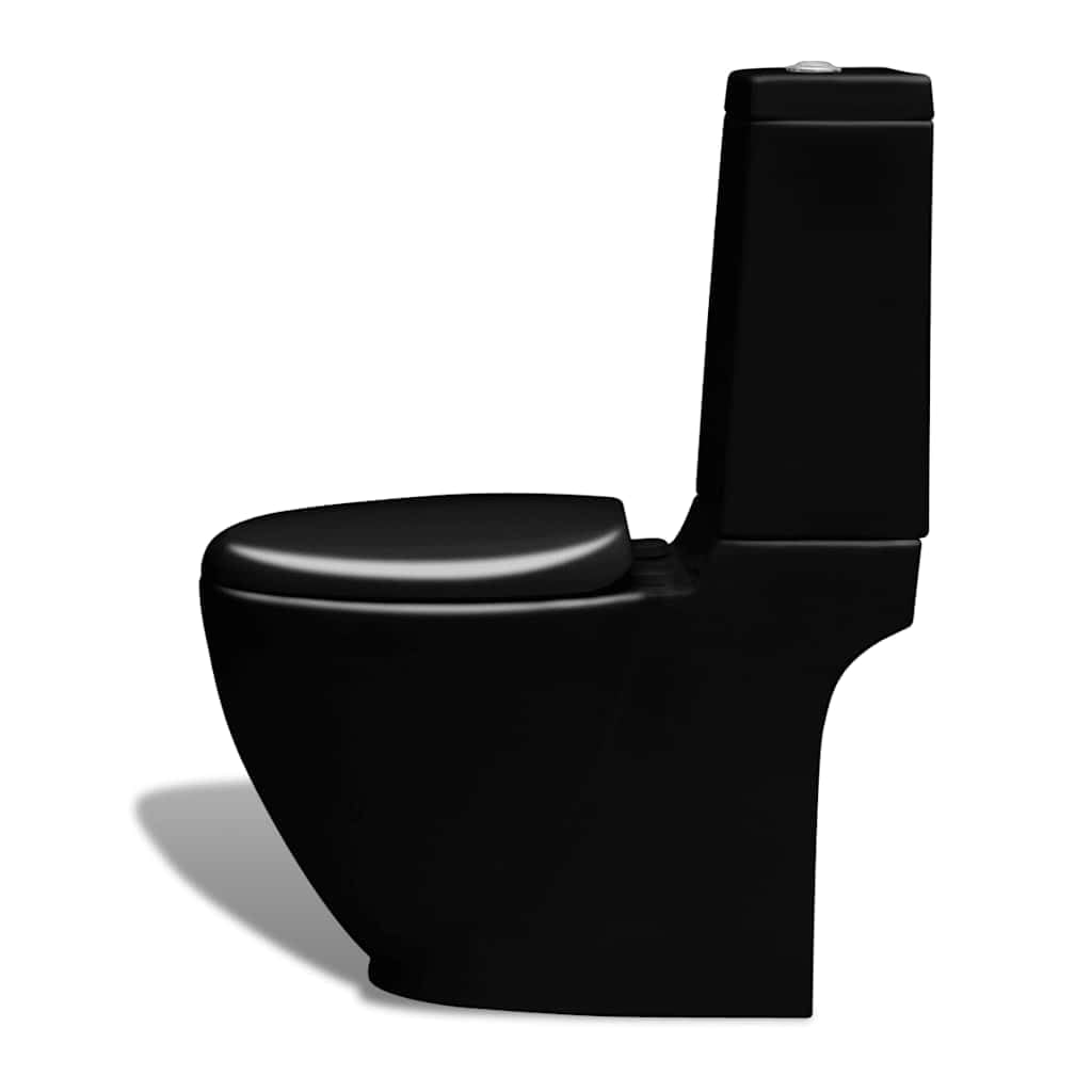 Zestaw do toalety stojącej i bidetu, czarny, ceramiczny, z podwójnym spłukiwaniem, 3/6 litra, z funkcją cichego domykania, kompletny zestaw do łazienki, toalety dla gości, do postawienia na