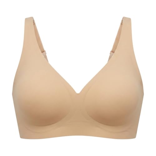 Wireless Bra Beige S V Neck Back Smoothing Comfortable Bras - image 2