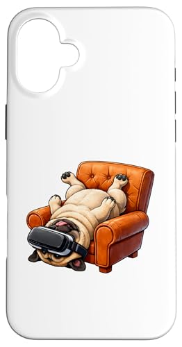 Funny Pug VR �Q�[�~���O�h�b�O�A�[�g �X�}�z�P�[�X iPhone 16 Plus �p