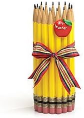 Burton and Burton Unique Pencil Shape Teachers Vase with Apple - Set of 2