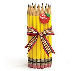 Burton and Burton Unique Pencil Shape Teachers Vase with Apple - Set of 2