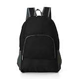 Mochila Dobrável 21L Em Nylon Impermeável Compacta (Preto)
